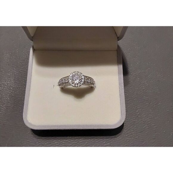 4 Carat Round Halo Design Triple Row Sim Diamond Engagement/Bridal Band Ring #8 - Picture 1 of 5